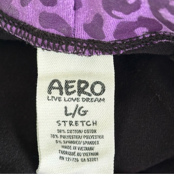 Vintage Aeropostale Purple Leopard Print Foldover Waist Yoga Pants - Picture 5 of 5